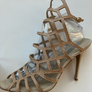 Steve Madden Slithr Heels size 10 Nude Suede Crystals Homecoming Formal Prom